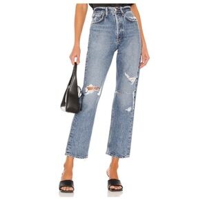 AGOLDE 90s Mid Rise Loose Jeans Streamline Distressed High Rise Straight Size 27